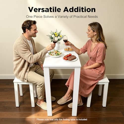 Wall Mounted Folding Table, Wooden Folding Laundry Table with Legs Wall Foldable Workbench for Dining Room Office Small Space 29.5" L x 15.7" W x 29.1" H (White) - color: White