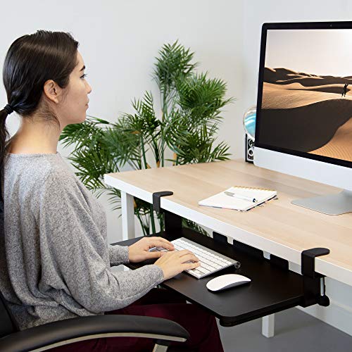 Mount-It! Clamp-On Under Desk Keyboard Tray, No-Drill, Fits Desks to 1.5 in