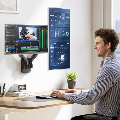 ARES WING 17-35 Inch Ultrawide Dual Monitor Wall Mount, Black - color: Black
