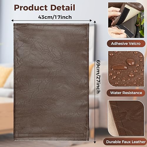 Recliner Headrest Protector Faux Leather Headrest Cover for Recliner Chair Headrest Cover Chair Arm Covers Couch Headrest Cover for Furniture Sofa Protector for Home Office 17 x 27In (Brown) - color: Brown, size: 43x69 Cm