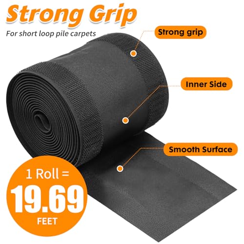 Cable Grip Floor Cord Cover for Office Carpet,Cable Management Organizer, Floor Cord Cover,Cable Protector Management for Homes & Office (Black, 19.69 ft) - color: Black