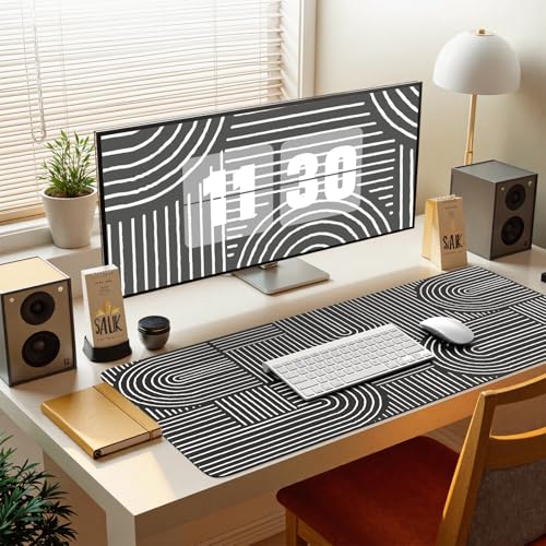 iCasso Black Desk Mat, Large Mouse Pad for Desk, Computer Pad for Desktop - color: Line-Black