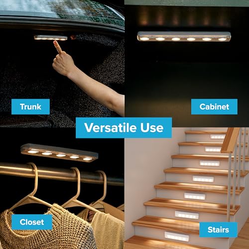 0.9" Ultra-Thin Wireless Under Cabinet Lights Battery-Operated LED Fixtures - 8.5" L Stick-On Push Lighting - 65 Lumens Warm White, Timer Included for Kitchen, Closet NAD Counter - size: 1 pack, style: Tap Control