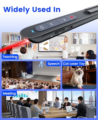 Presentation Clicker Rechargeable Compatible with Bluetooth and RF 2.4GHz Red Light, Wireless Presenter Remote Control for Powerpoint Presentations Slide Clicker for Mac Computer - color: Red-BT & RF Model