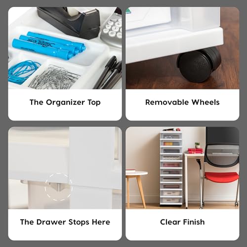 IRIS USA 10-Drawer Rolling Storage Cart, White/Clear - color: White, size: 10 Drawer with Wheels