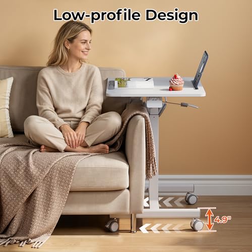 JOY worker 23.6" Small Mobile Standing Desk, 90° Tilt Rolling Laptop Desk - color: White