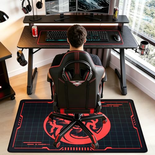 Gaming Chair Mat - Suitable for Hardwood Floors, 35" x 47" Rectangular Floor Mat - color: Reddragon, size: 35"L x 47"W x 0.2"Th for Hard-Floor
