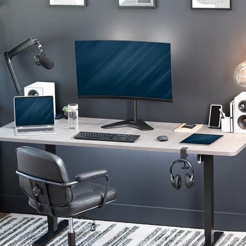 VIVO Single Monitor Desk Stand, Holds Screens up to 32 inch Regular and 38 inch Ultrawide, Freestanding VESA Steel Mount Base, Adjustable Height, Tilt, Swivel, Rotation, Black, STAND-V001H - color: Black, size: 18" Tall