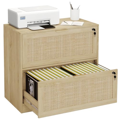 HOPUBUY 2 Drawer File Cabinet with Lock, Printer Stand Lateral - color: Natural, size: 15.74″Dx31.10″WX27.55″H