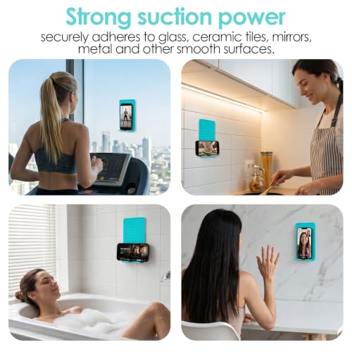 Flexible Silicone Aluminum Phone Holder Tablet Stand with Charging Port Design, Foldable Airplane Laptop/Phone Stand for Home Office Travel (Tiffany - with Suction) - color: Tiffany - with Suction