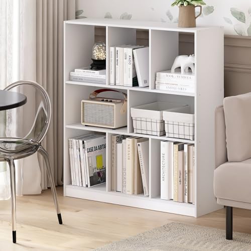 Furinno DALY Book Shelf, 8-Cube Bookshelf, Horizontal Cube Storage Organizer Bookcase, 10.9 x 35.4 x 39.4, for Living Room, Bedroom, Home Office, White - color: White, size: Horizontal, 8-Cube