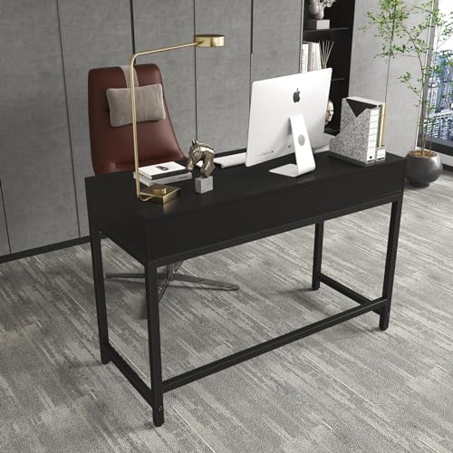 WESTREE Computer Gaming Desk Office - Study Writing Desk with Drawer for Teen, Bedroom Makeup Desk Home Office Furniture with Storage Shelf, Height Monitor Stand
