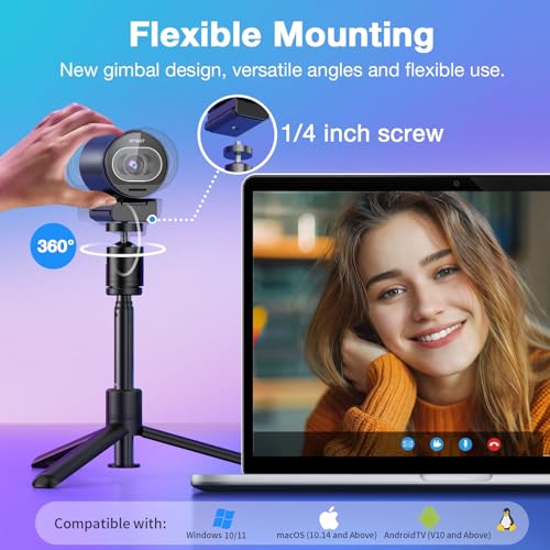 EMEET S600 4K Webcam with Tripod for Streaming, Sony 1/2.55'' Sensor - style: S600 Sony Sensor with Tripod