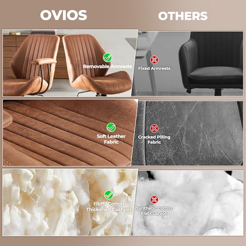 ovios Ergonomic Office Chair Mid-Back Modern Computer Chair, Brown - color: Brown, size: Mid Back, Regular Cushion