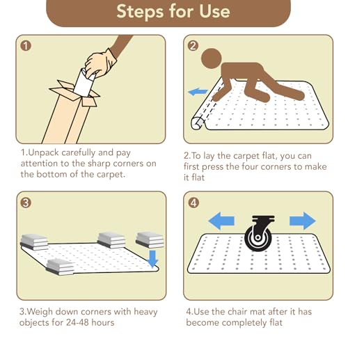 Office Chair Mat for Low Pile Carpet, 46" x 72" Clear Plastic | Floor Protector Heavy Duty Desk Chair Mat for Rolling Chairs, Smooth Glide Computer Mat for Home Office - size: 46"x72"