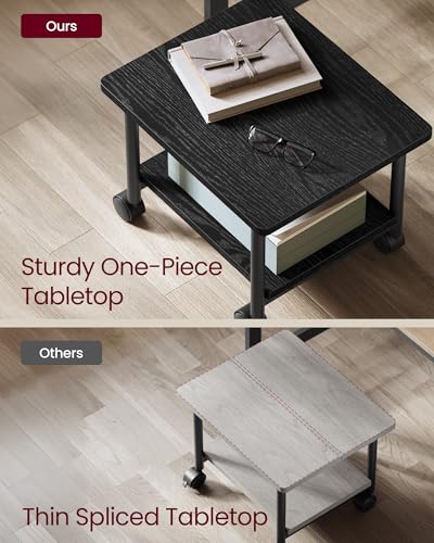 VASAGLE 2-Tier Printer Stand with Locking Wheels, Under Desk Printer Table - color: Ebony Black, size: 2 Tiers/Compact