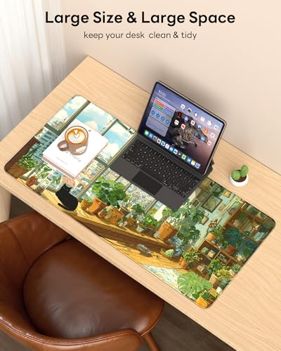 Mouse Pad 31.5x15.7in Large Desk Mat Non-Slip for Office - color: Greeny Cottage, size: 31.5" x 15.7"