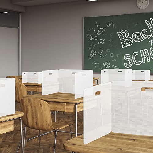 Privacy Shields 2 Pack Durable Easy Carry Plastic Desk Dividers-Easy to Disinfect Classroom Dividers-Portable Divider-Re-usable Privacy Divider - color: Clear 2 Pack