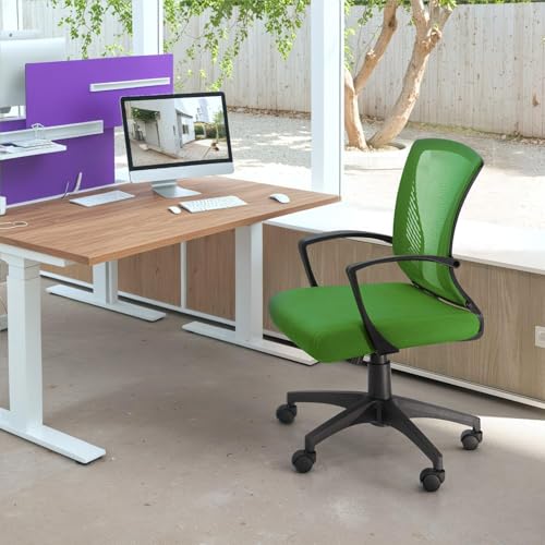 Furmax Office Chair Ergonomic Computer Desk Mesh Chair Mid Back Swivel Lumbar Support with Armrest (2, Green) - color: Green