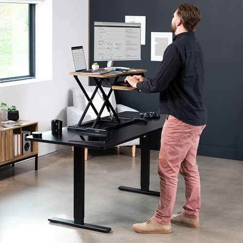 VIVO Reclaimed Wood 32 inch Desk Converter, DESK-V000KP - color: Reclaimed Wood, size: 32"