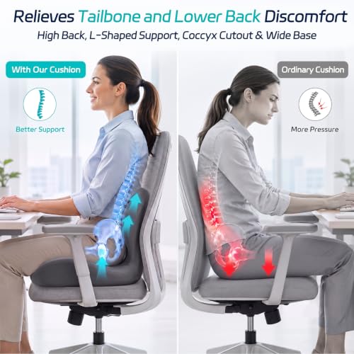 Seat Cushion & Back Support for Tailbone and Lower Back Relief - color: Black