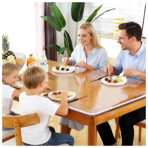 Clear Table Protector Plastic Cloths PVC Night Stand Table Cover Mat 17"x18" 1.5mm Thick Office Desk Mat Shelf Surface Protection Crystal Children Painting Cover Pad Transparent