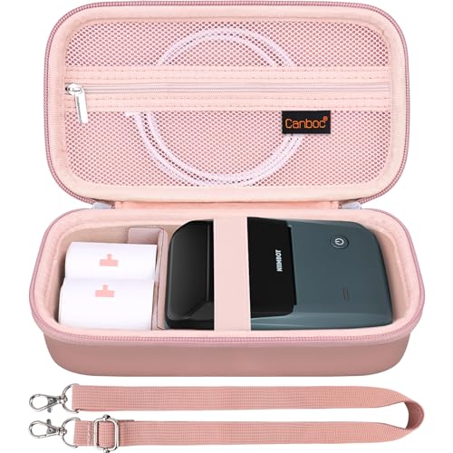 Canboc Carrying Case for NIIMBOT B21 Label Maker, Rose Gold (Case Only) | Portable Bluetooth Thermal Label Printer Bag with Removable Shoulder Strap, Mesh Pocket fit Printer Labels, USB Cable - color: Rose Gold+Rose Gold