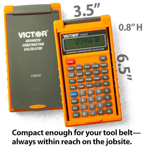 Victor C6000 Advanced Construction Calculator with Protective Case Displays in Fractional or Dimensional Forms Perfect for Carpenters, Renovators,Builders, Contractors, Estimators
