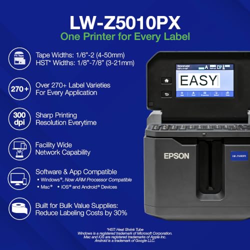 LABELWORKS Epson LW-Z5010PX-R Industrial Label Printer Kit - Rewinder - style: Full Kit