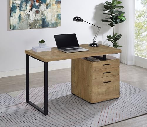 Coaster Brennan 47-Inch Rectangular 3-Drawer Desk with Storage Mango 800787 - color: Mango/Black