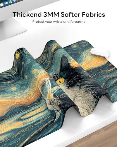 Mouse Pad 31.5x15.7in Large Desk Mat Non-Slip for Office - color: Shocked Cat, size: 31.5" x 15.7"