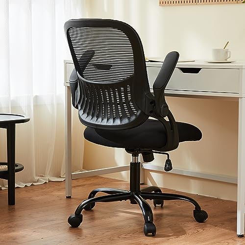 Sweetcrispy Executive Home Office Chair, Mesh Office Chair, Black - color: Black, size: 18.5"D&Flip-up Arms-Plus