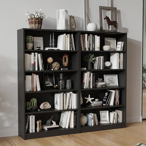 Farini 60 Inch Tall Bookcase,5 Shelf Bookshelves,Adjustable Bookshelf for Home Office,Black - color: Black, size: 5 shelf