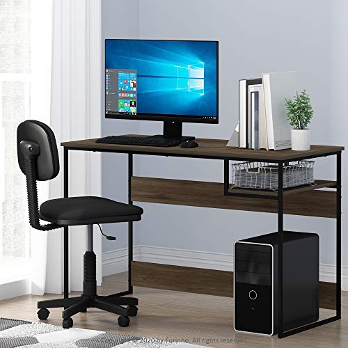 FURINNO Moretti Lifestyle Study Desk, 45 Inches, Columbia Walnut | with Lower Shelf, Open Frame, Rectangular, Gaming Desk, for Computer, Writing, for Home Office, Study Room, Dorm - color: Columbia Walnut, size: 45 inches