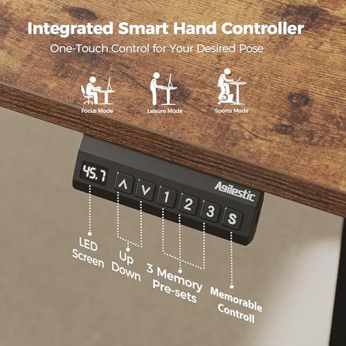 Agilestic L Shaped Standing Desk Adjustable Height, 75 Inch, Rustic Brown - color: Rustic Brown, size: 75 x 61 Inch