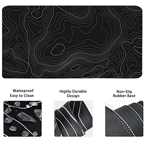 Topographic Mouse Pad Set, Extended Mouse Pad+Keyboard Wrist Rest, Memory Foam Ergonomic Easy Typing, 4Pcs (35.4×15.7 in) Desk Pad Set for Home Office Study Game-Topographic Contour - color: Topographic Contour