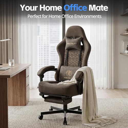Desk Computer Gaming Chair - Ergonomic Game Office Chair with Extended Footrest and Massage Lumbar Support, Home Gamer Video Game Chairs with Spring Cushion for Adults (Pro Grey Leather) - color: Pro Grey Leather