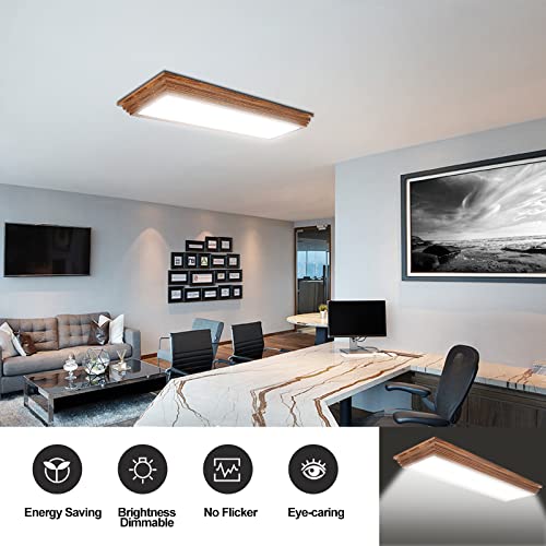 2FT LED Light Fixture with 3000K/4000K/5000K CCT Selectable Dimmable 2 Foot LED Linear with Wooden Look 30W 3300LM Flush Mount Ceiling Wraparound for Kitchen, Bedroom, Laundry - size: 2FT | 1 Pack