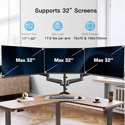 HUANUO Triple Monitor Mount&Laptop Tray