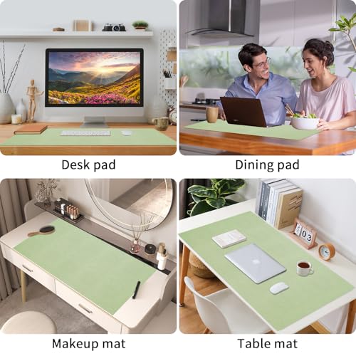 Bloss Green Desk Mat, Mouse Pad, Waterproof Leather Desk Pad, Desk Matt for Desktop, Non-Slip Desk Pad Mat for Office Work/Home (27.6 x 13.8 Inches) - color: Green, size: 27.6" x 13.8"