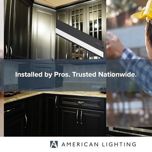 American Lighting LED Courant Plus Undercabinet Light 24 Inch 5CCT 90+ CRI 1200 Lumens with USB-A USB-C and 20A Receptacles Black Finish Title 24 Compliant