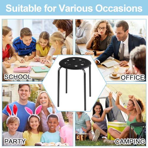 Tuanse 10 Pack Classroom Stools for Student, 17.7", Black