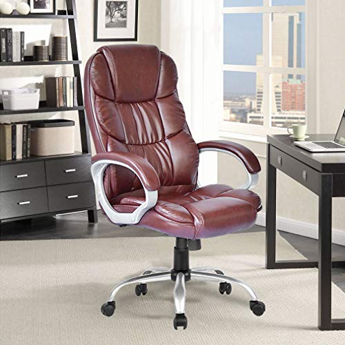Office Chair Desk Chair Computer Chair Ergonomic Task Rolling Swivel Adjustable Stool High Back Executive Chair with Lumbar Support for Women Men,Brown - color: Brown