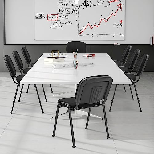 COSTWAY Waiting Room Chairs Set of 2, Stackable Conference Chairs with Upholstered Seat & Back, Ergonomic Office Guest Reception Chairs for Meeting Room, Reception Room, Office, Church, Black