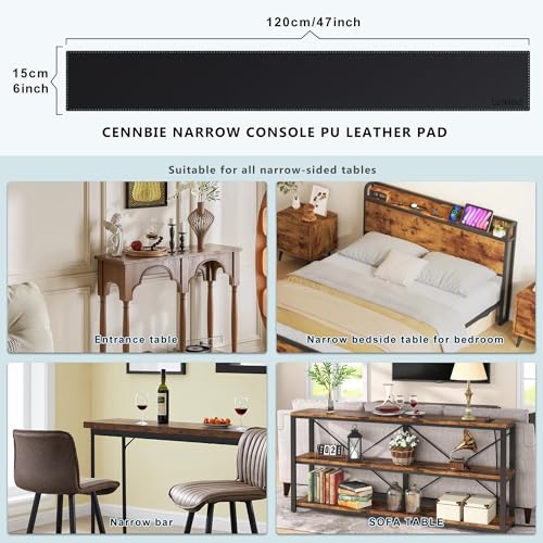 CENNBIE Console Table Leather Cover - 47 x 5.9 Inches Sofa Table Narrow Long Mat - TV/Media/Gaming/Center Console Table Protector Pad for Narrow Side Table, Sideboard, Entryway Table (Black) - color: Black, size: 47" x 5.9"