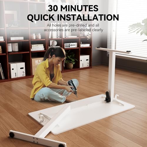 55 x 24 Inch Electric Standing Desk, 3 Memory Presets, White - color: White, size: 55*24