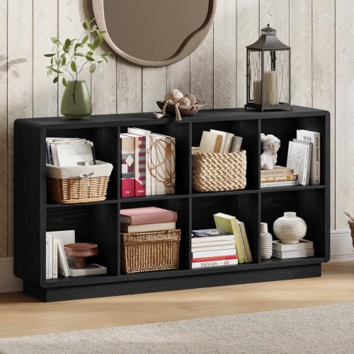 ChooChoo 8 Cube Storage Organizer, Wooden Bookcase with Storage, 57 Inch - color: Black, size: 2-tier 8-cubes