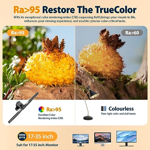 Monitor Light Bar Eye-Care Computer Monitor Lamp with Auto-Dimming | No Glare USB Reading LED Screen Bar, Touch Control 3 Color Temperature Dimmable Desk Light for Space Saving Home Office Game