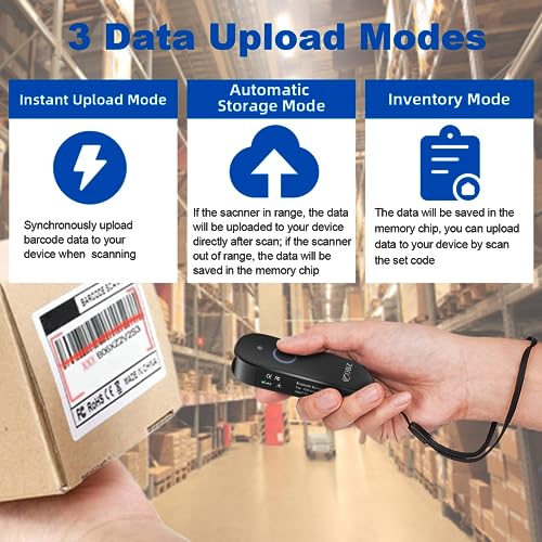 Mini 2D Bluetooth Barcode Scanner 2.4G Wireless Barcode Scanner, 3-in-1 Portable 1D 2D QR Code Scanner Work with iOS Android iPhone iPad Tablet Windows PC POS for Store Warehouse Inventory Library - style: Mini Portable Scanner
