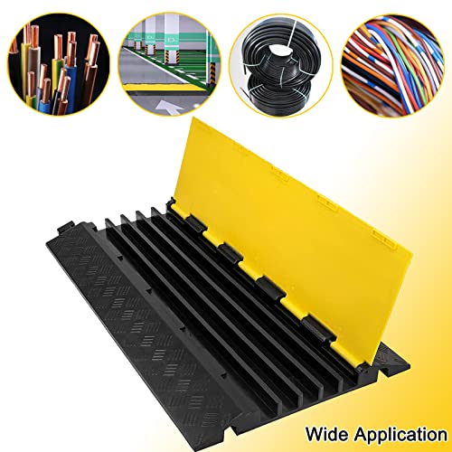 CXRCY Cable Ramp 1 Pack of 5 Channel PVC Rubber Cable Protector,18000lbs Capacity Heavy Duty Speed Bumps Hose Cord Channel Protector Ramps for Wire/Hose/Pipe Hider Driveway Outdoor - size: 1 Pack 5 Channel